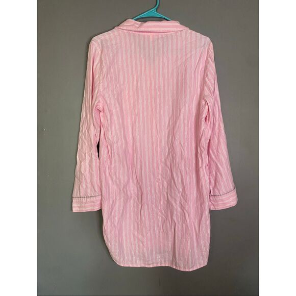 Victoria’s Secret Pink White Stripe Long Sleeve Nightgown Sleep Shirt XS - Picture 6 of 7